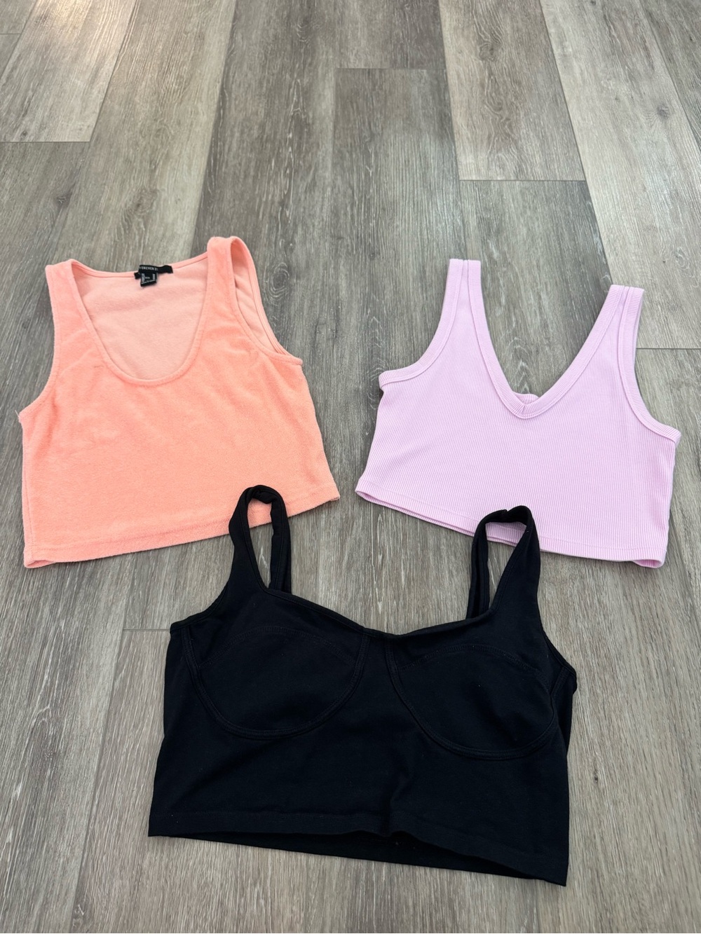 wild fable Peach, Lilac & Black Cropped Tank Trio
